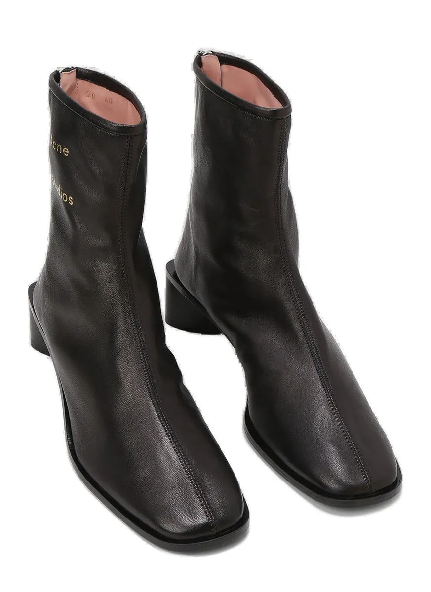 Acne Studios Logo Printed Zip Detailed Boots