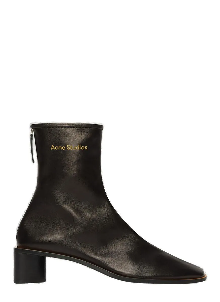 Acne Studios Logo Printed Zip Detailed Boots