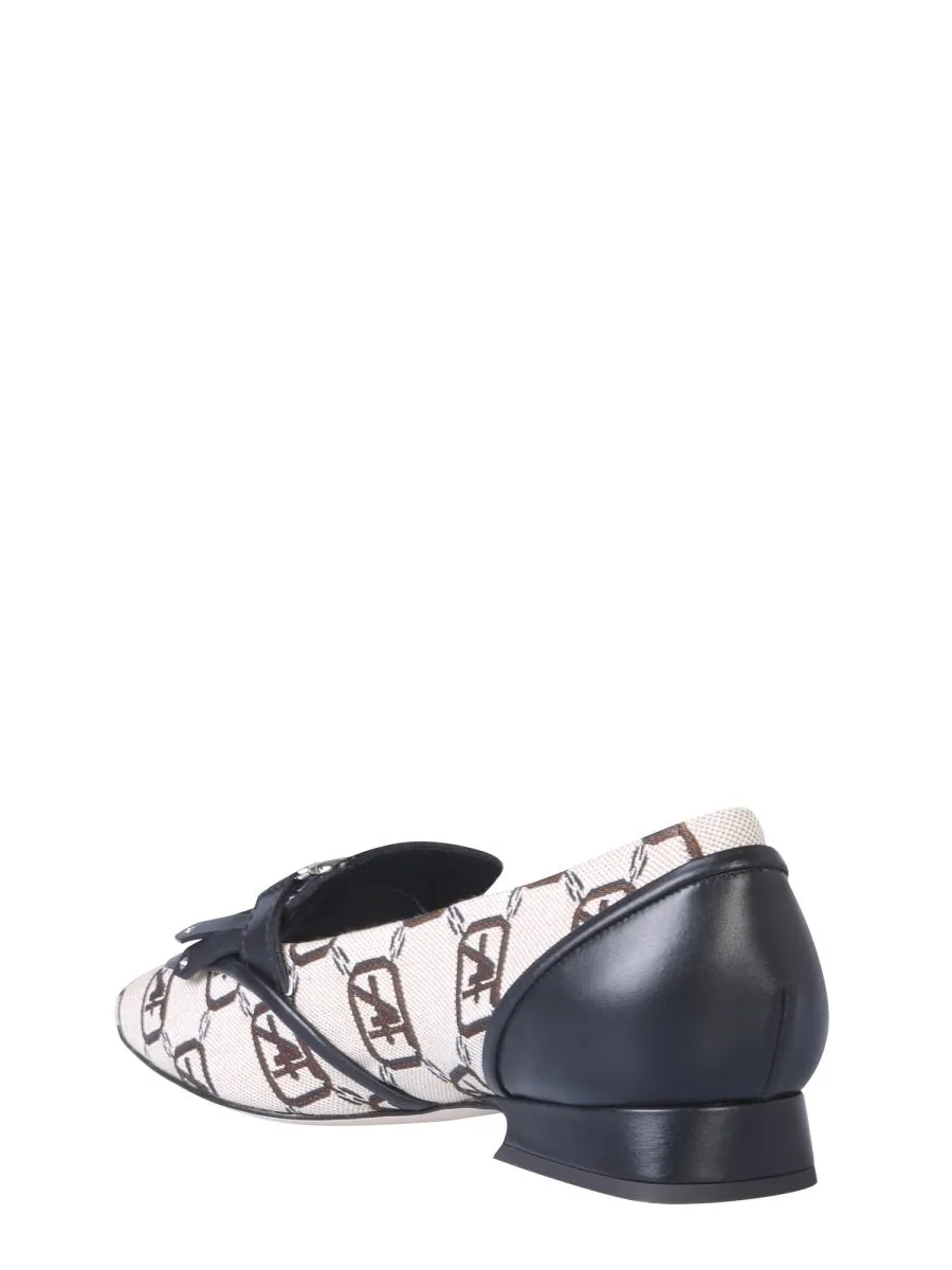 Alberta Ferretti Logo Print Slip-On Loafers