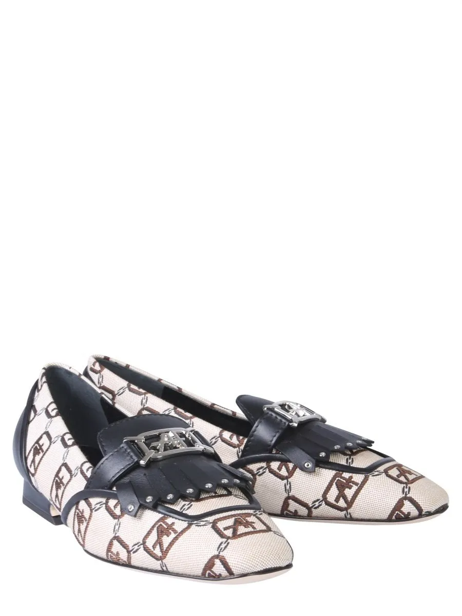 Alberta Ferretti Logo Print Slip-On Loafers