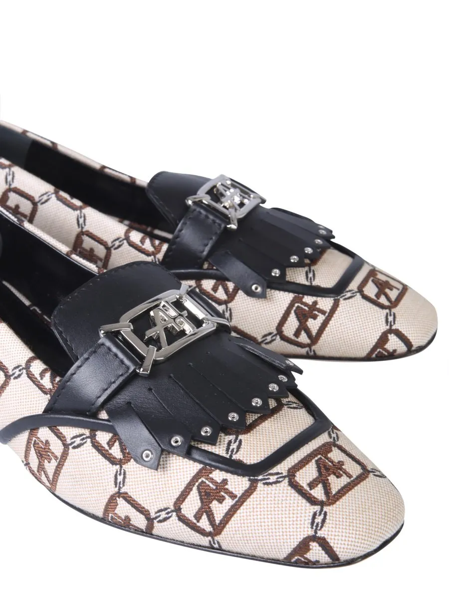 Alberta Ferretti Logo Print Slip-On Loafers