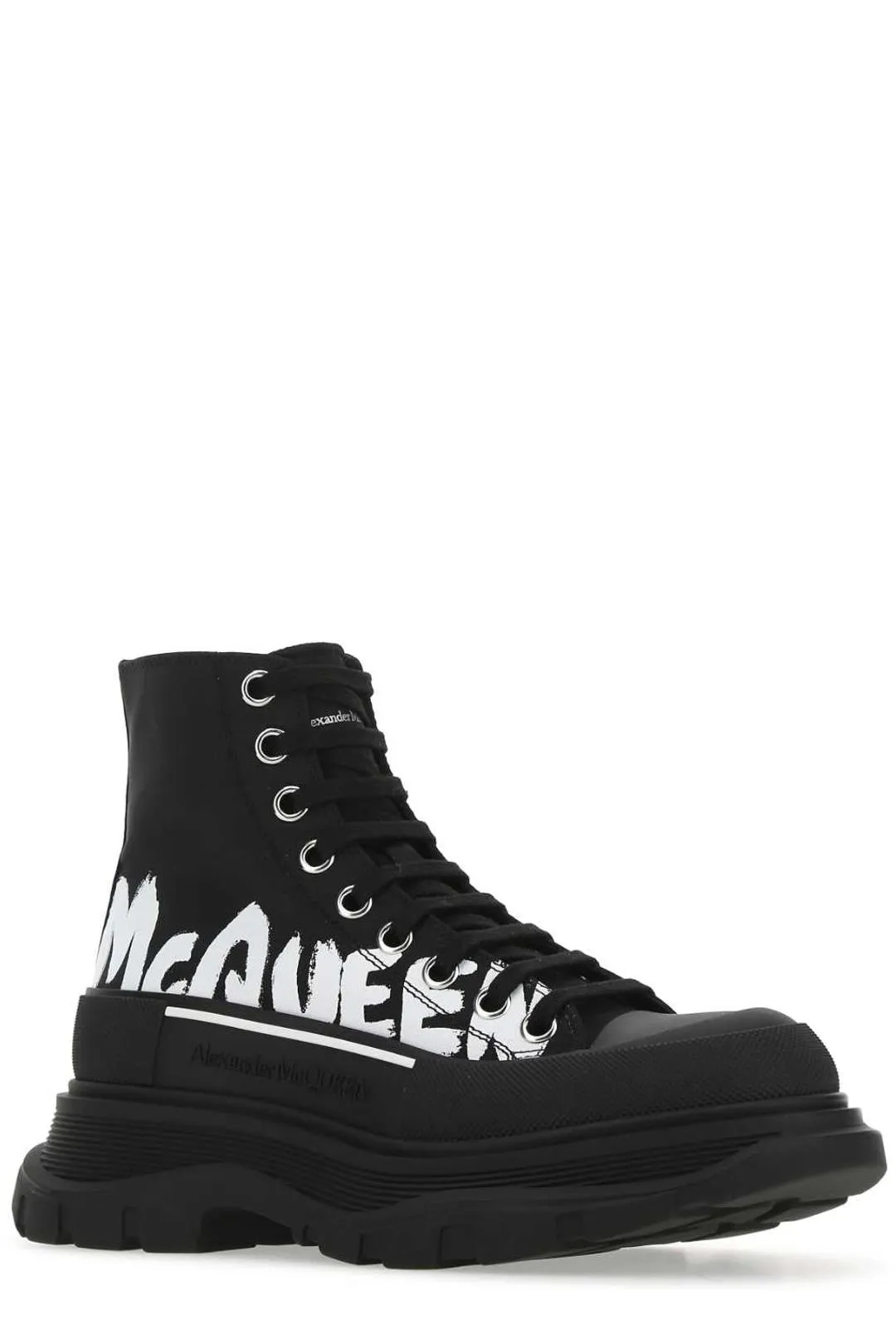 Alexander McQueen Tread Slick Graffiti Logo Boots
