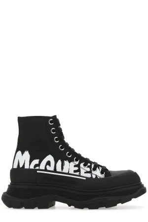 Alexander McQueen Tread Slick Graffiti Logo Boots