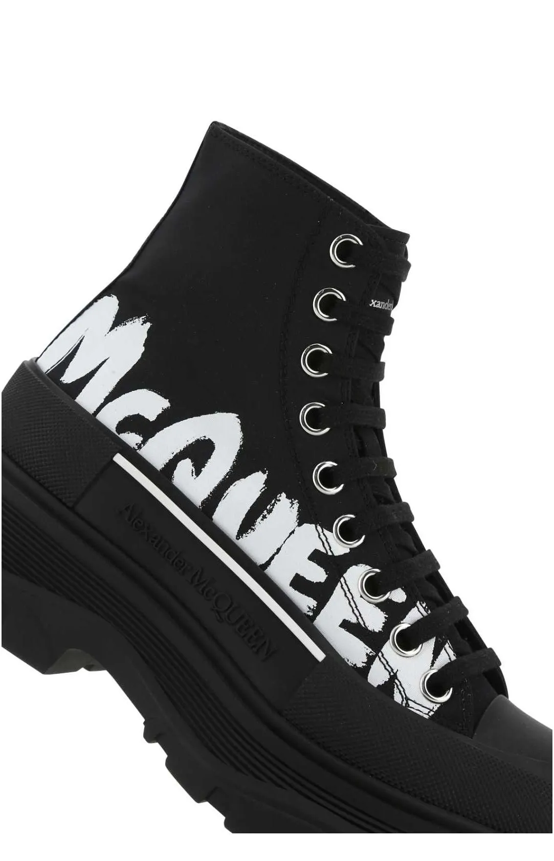 Alexander McQueen Tread Slick Graffiti Logo Boots