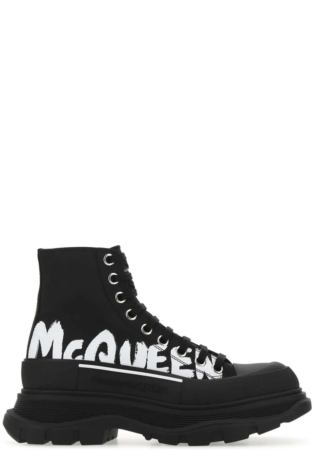 Alexander McQueen Tread Slick Graffiti Logo Boots