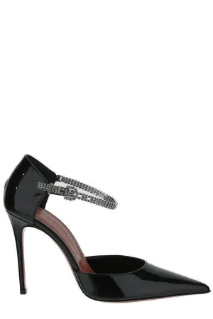 Amina Muaddi Ursina Embellished Pointed Toe Pumps