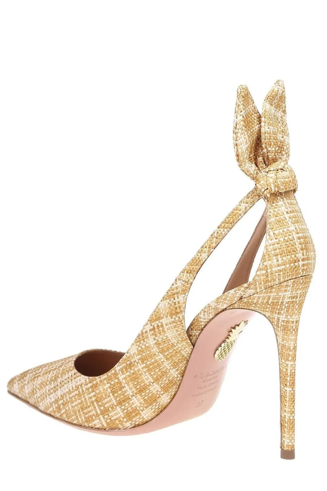 Aquazzura Bow Tie Detailed Checked Pumps