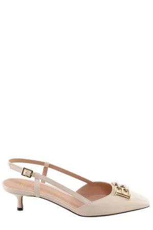 Bally Eva Logo Plaque Slingback Pumps