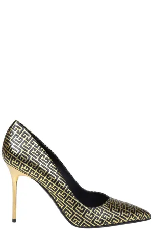 Balmain Logo Monogram Pointed Toe Pumps