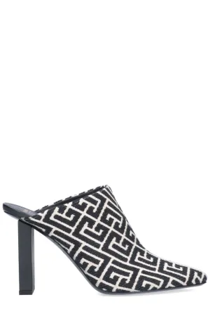 Balmain Monogram-Print Slip-On Mules