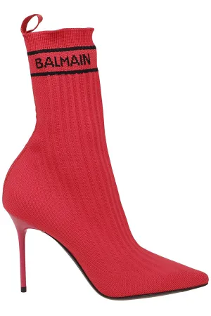 Balmain Skye-Knit Pointed Toe Boots
