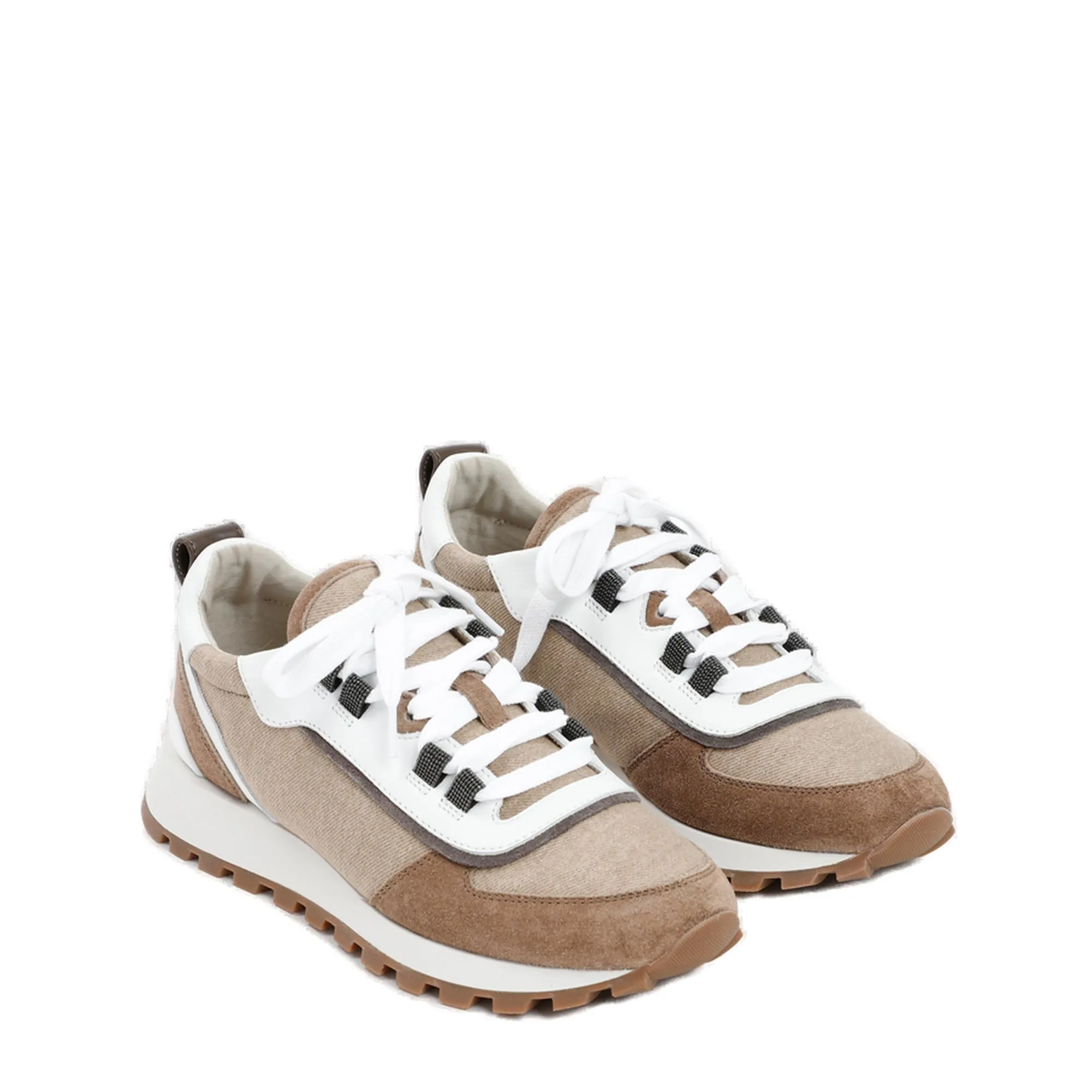 Brunello Cucinelli Round Toe Lace-Up Sneakers
