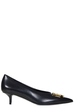 Burberry Logo Plaque Pointed-Toe Pumps