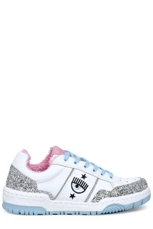 Chiara Ferragni Glitter-Panelled Lace-Up Sneakers