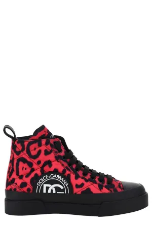Dolce & Gabbana Printed Quilted Mid-Top Sneakers