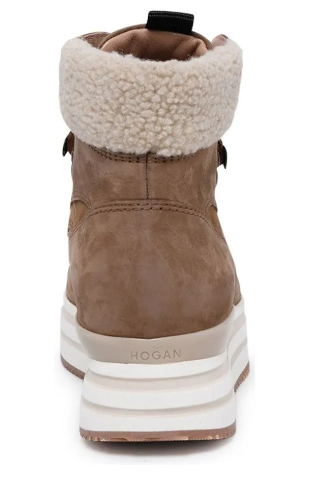 Hogan H222 Shearling-Detailed Lace Up Boots
