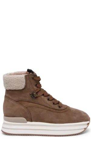 Hogan H222 Shearling-Detailed Lace Up Boots
