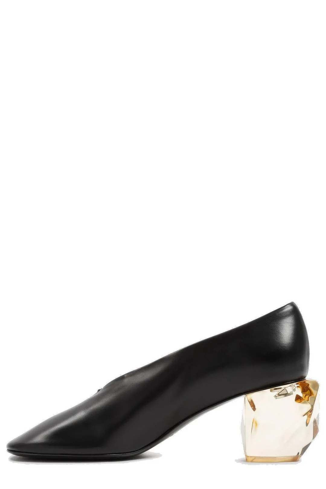 Jil Sander Perspex Block Heel Round-Toe Pumps