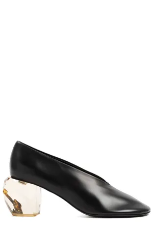 Jil Sander Perspex Block Heel Round-Toe Pumps