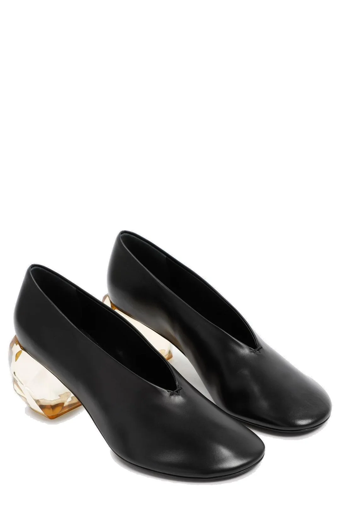 Jil Sander Perspex Block Heel Round-Toe Pumps