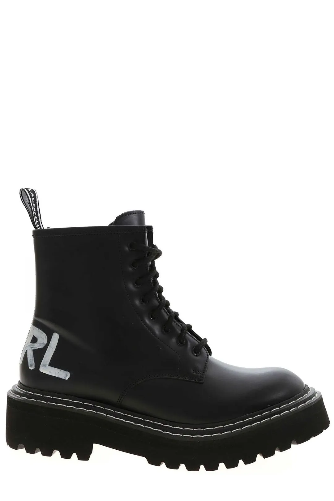 Karl Lagerfeld Logo Detailed Lace-Up Boots