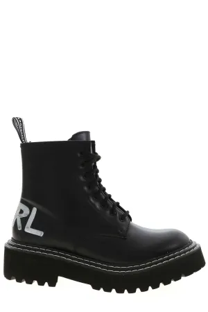 Karl Lagerfeld Logo Detailed Lace-Up Boots