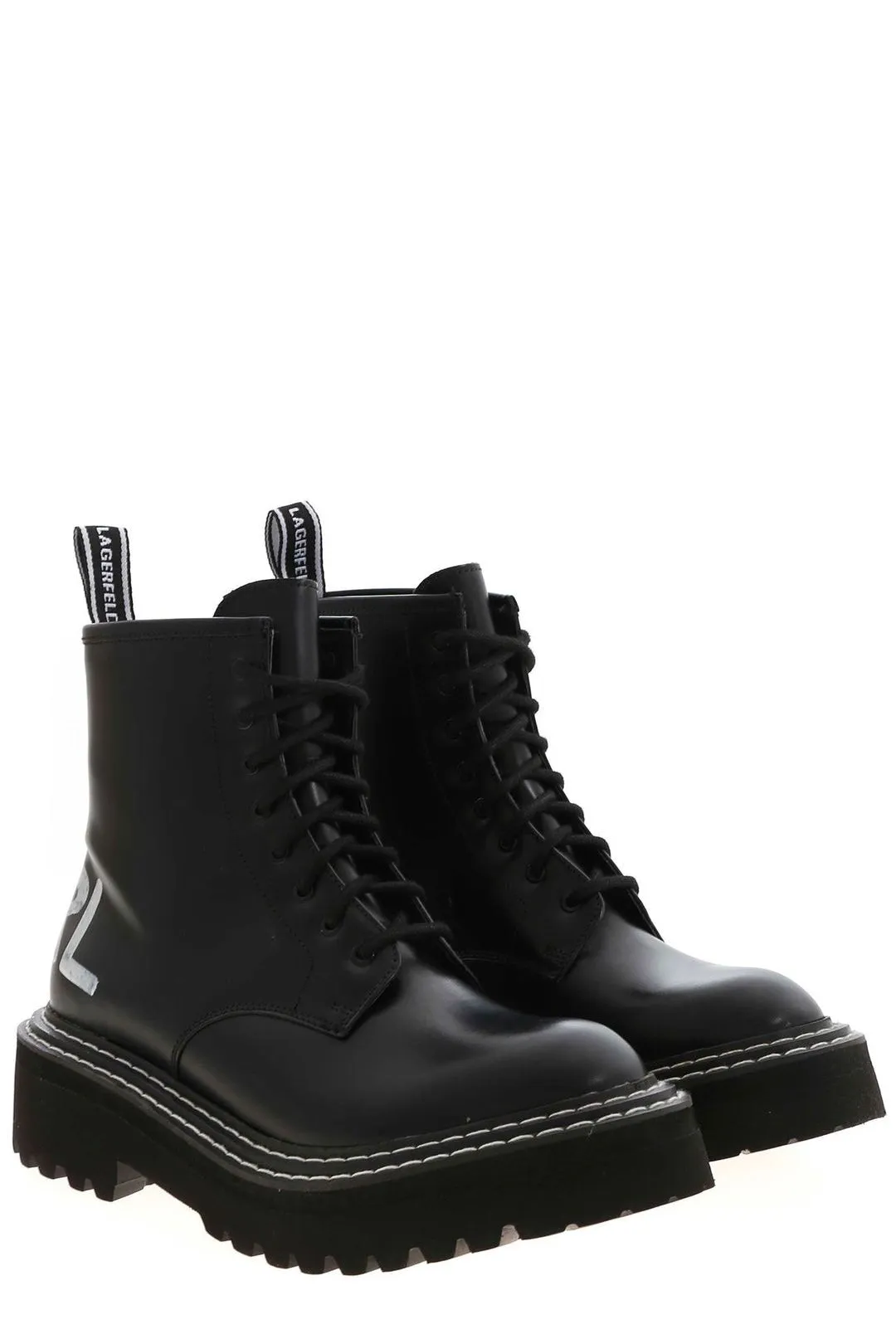 Karl Lagerfeld Logo Detailed Lace-Up Boots