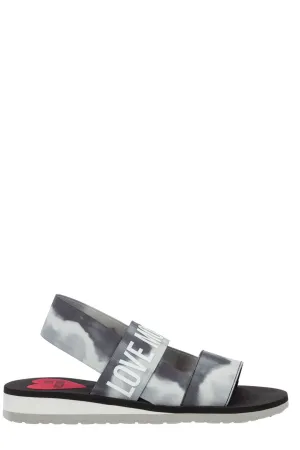 Love Moschino Logo Printed Tie-Dye Slingback Sandals