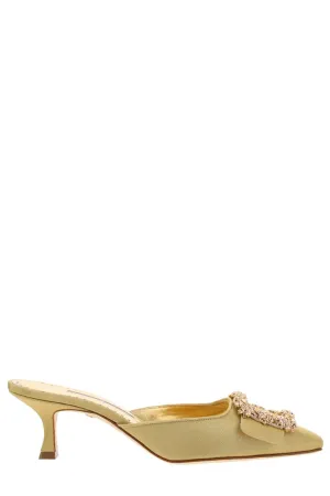 Manolo Blahnik Embellished Buckle Mules
