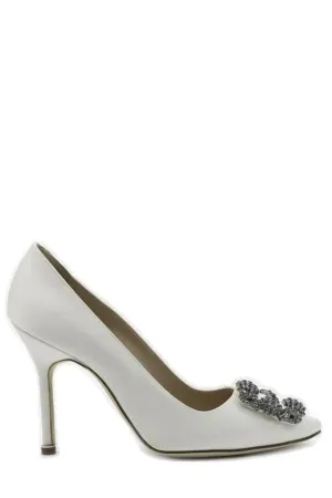 Manolo Blahnik Hangisi Crystal-Buckled Pumps