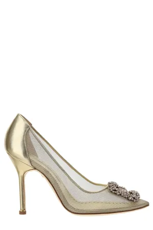 Manolo Blahnik Hangisi Mesh Buckle Pumps