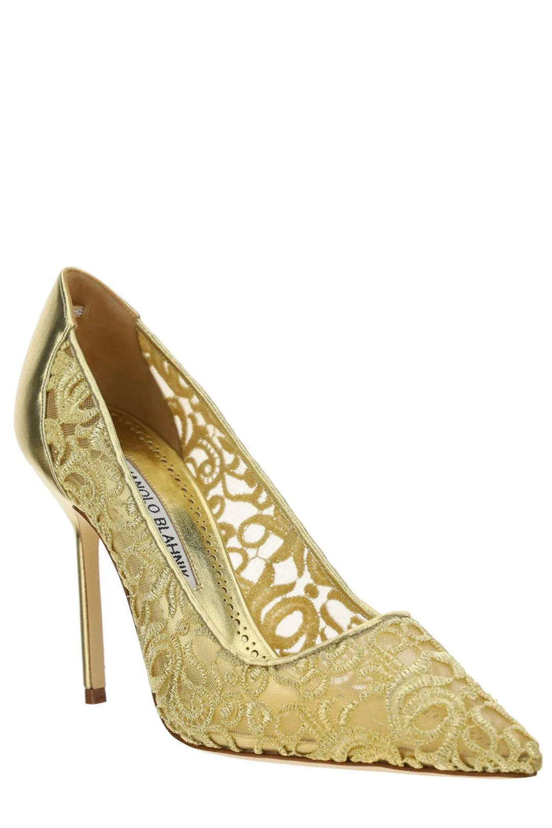 Manolo Blahnik Lace Pointed Toe Pumps