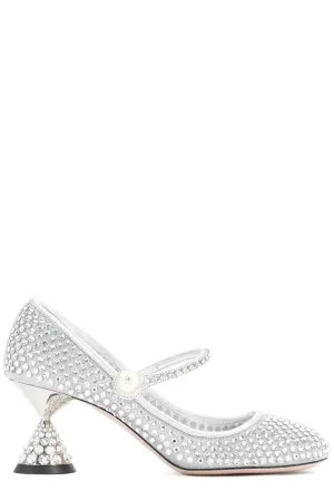 Miu Miu Embellished Ankle Strapped Pumps