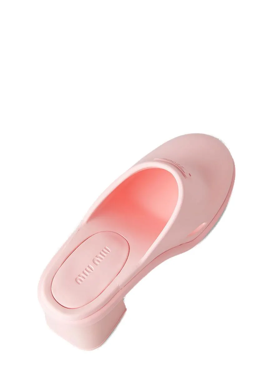 Miu Miu Logo Debossed Heeled Mules