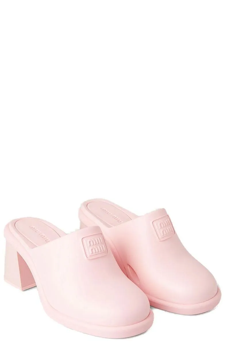 Miu Miu Logo Debossed Heeled Mules