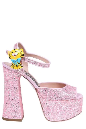 Moschino Glitter Ankle Strapped Sandals