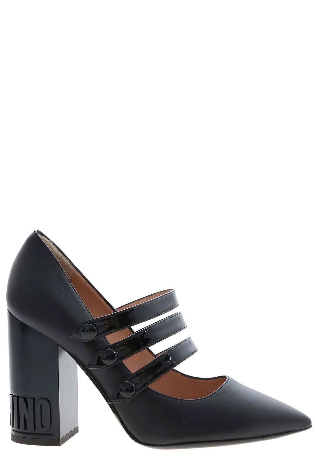 Moschino Logo Embossed Pointed-Toe Pumps