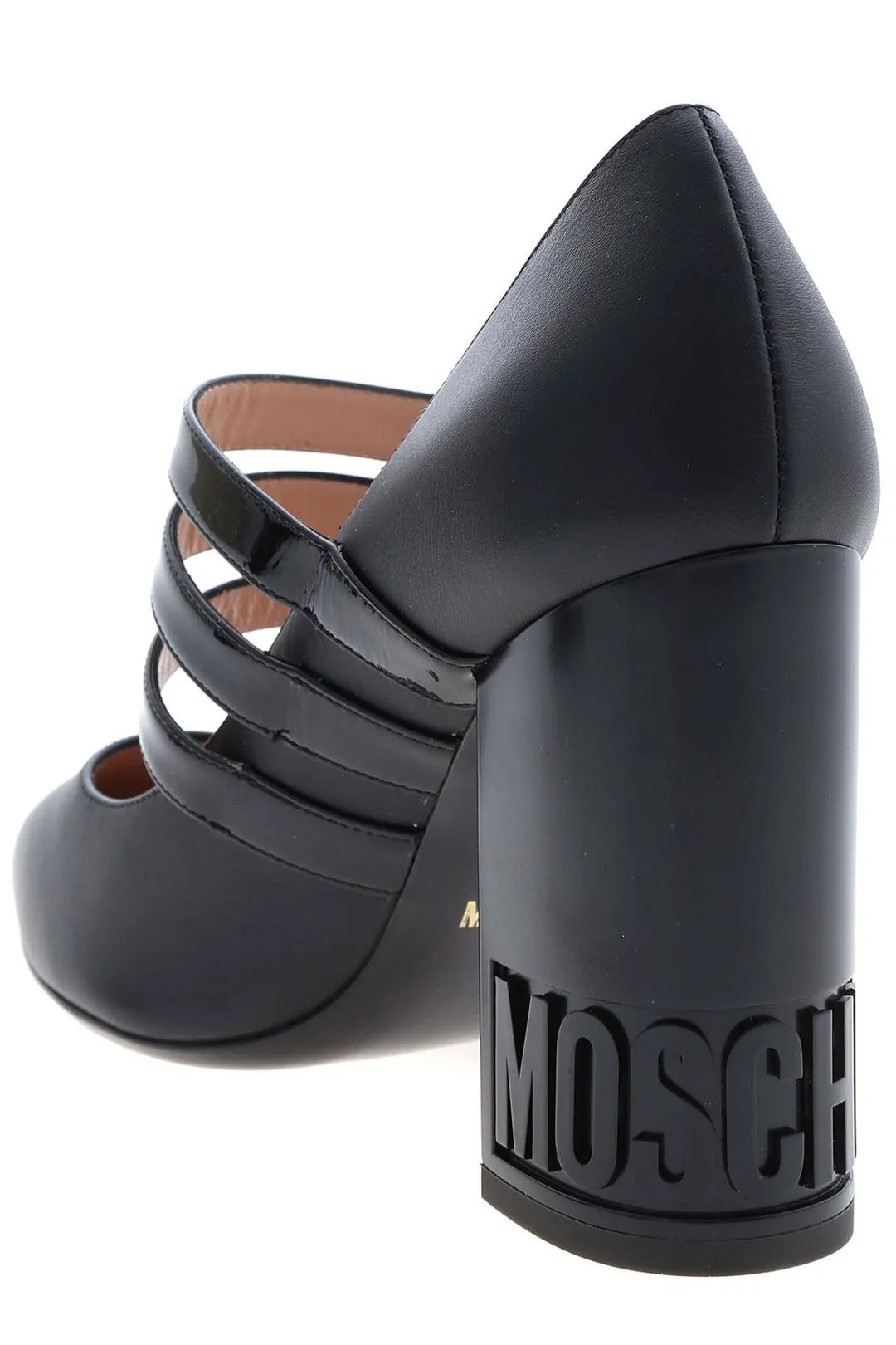 Moschino Logo Embossed Pointed-Toe Pumps