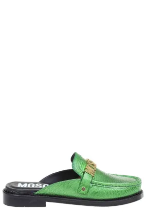 Moschino Logo Lettering Plaque Slip-On Loafers