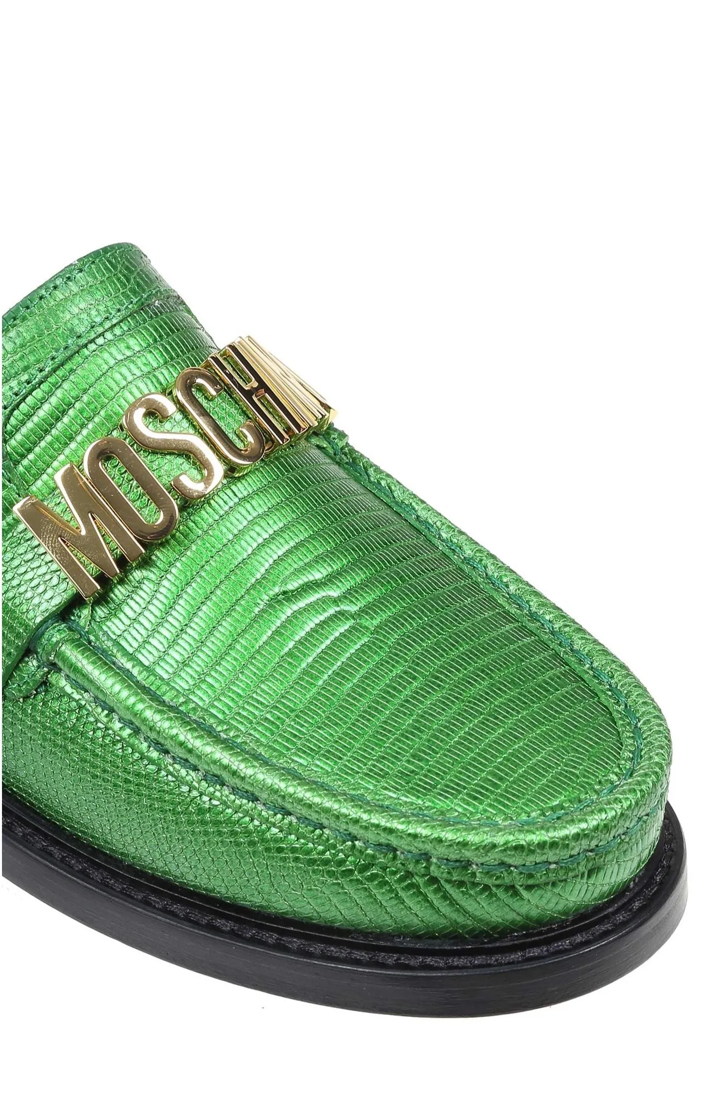 Moschino Logo Lettering Plaque Slip-On Loafers