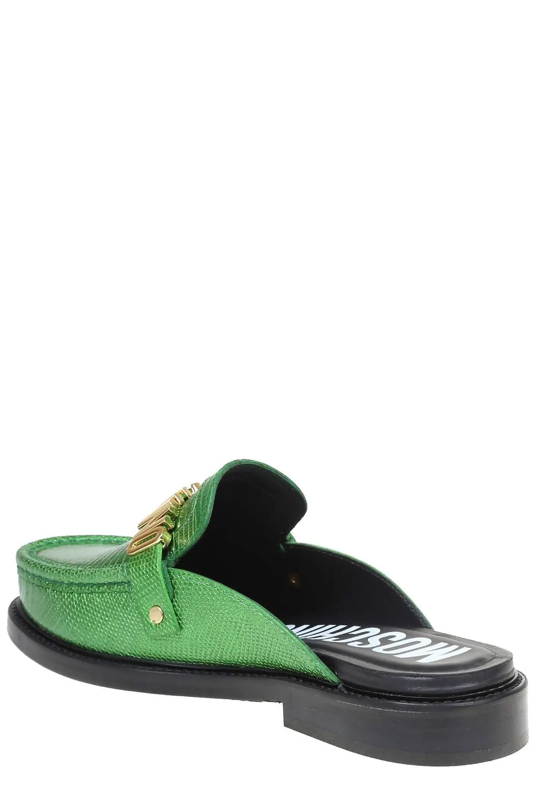 Moschino Logo Lettering Plaque Slip-On Loafers