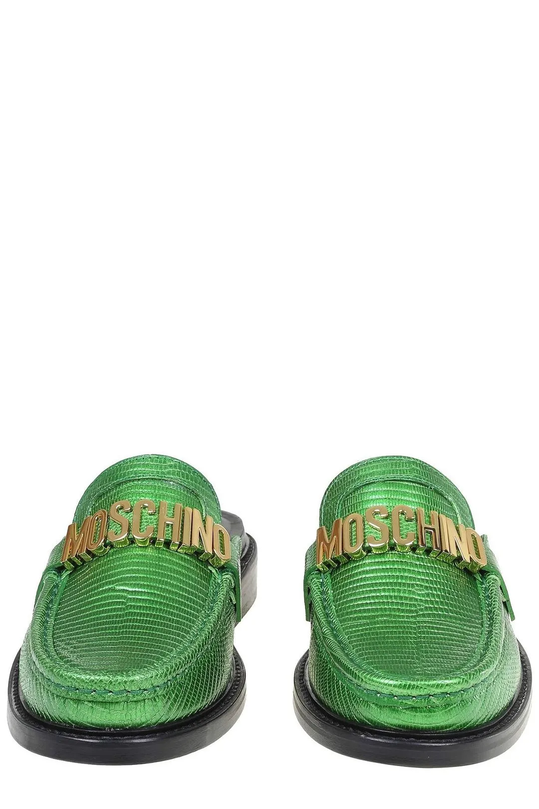 Moschino Logo Lettering Plaque Slip-On Loafers