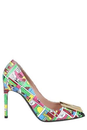 Moschino Logo Plaque Pointed Toe Pumps