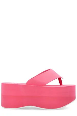 MSGM Logo Printed Platform Sandals