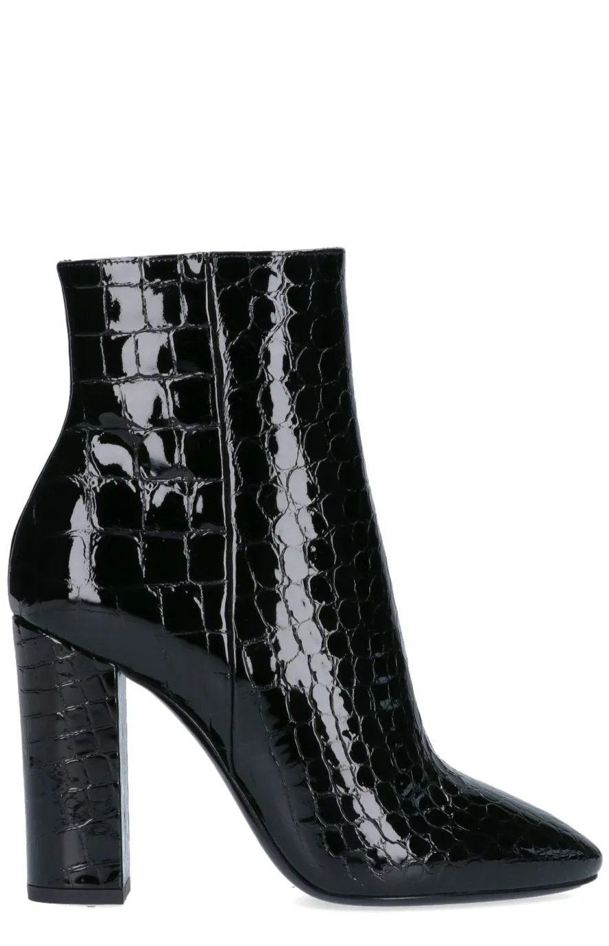 Saint Laurent Embossed Block Heel Boots