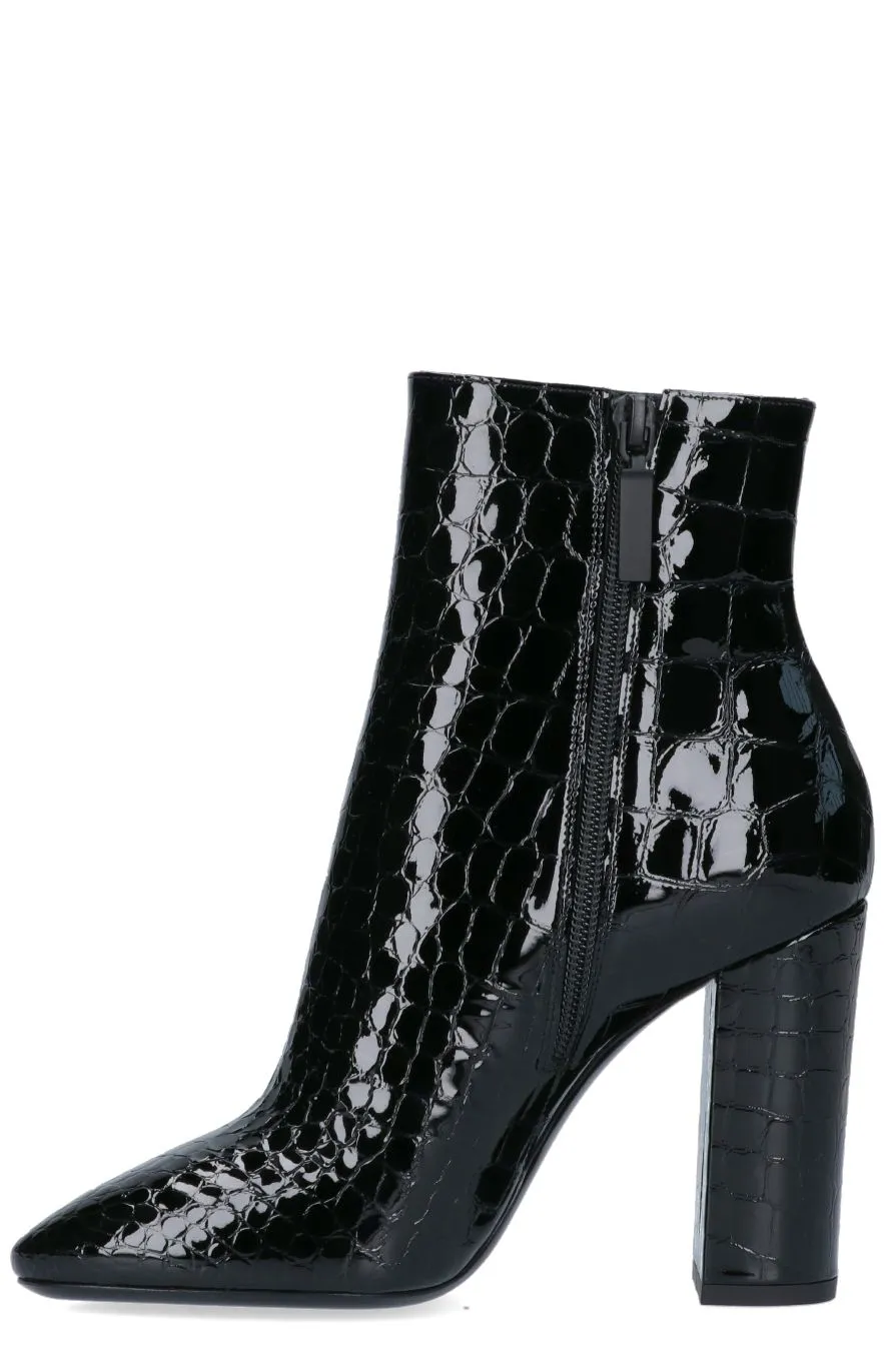 Saint Laurent Embossed Block Heel Boots