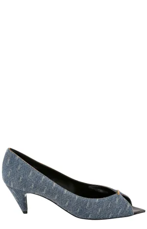 Saint Laurent Lola Monogram Denim Pumps