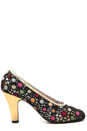 Salvatore Ferragamo Embroidered Slip On Pumps