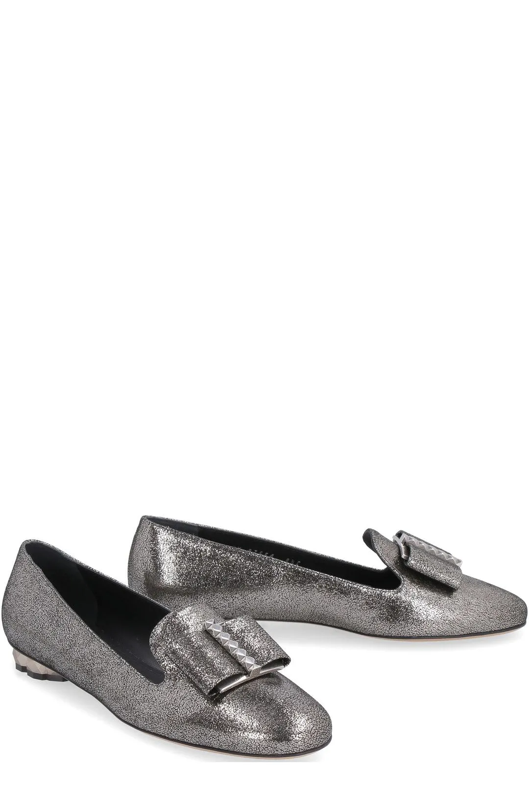 Salvatore Ferragamo Metallic Bow-Detailed Loafers