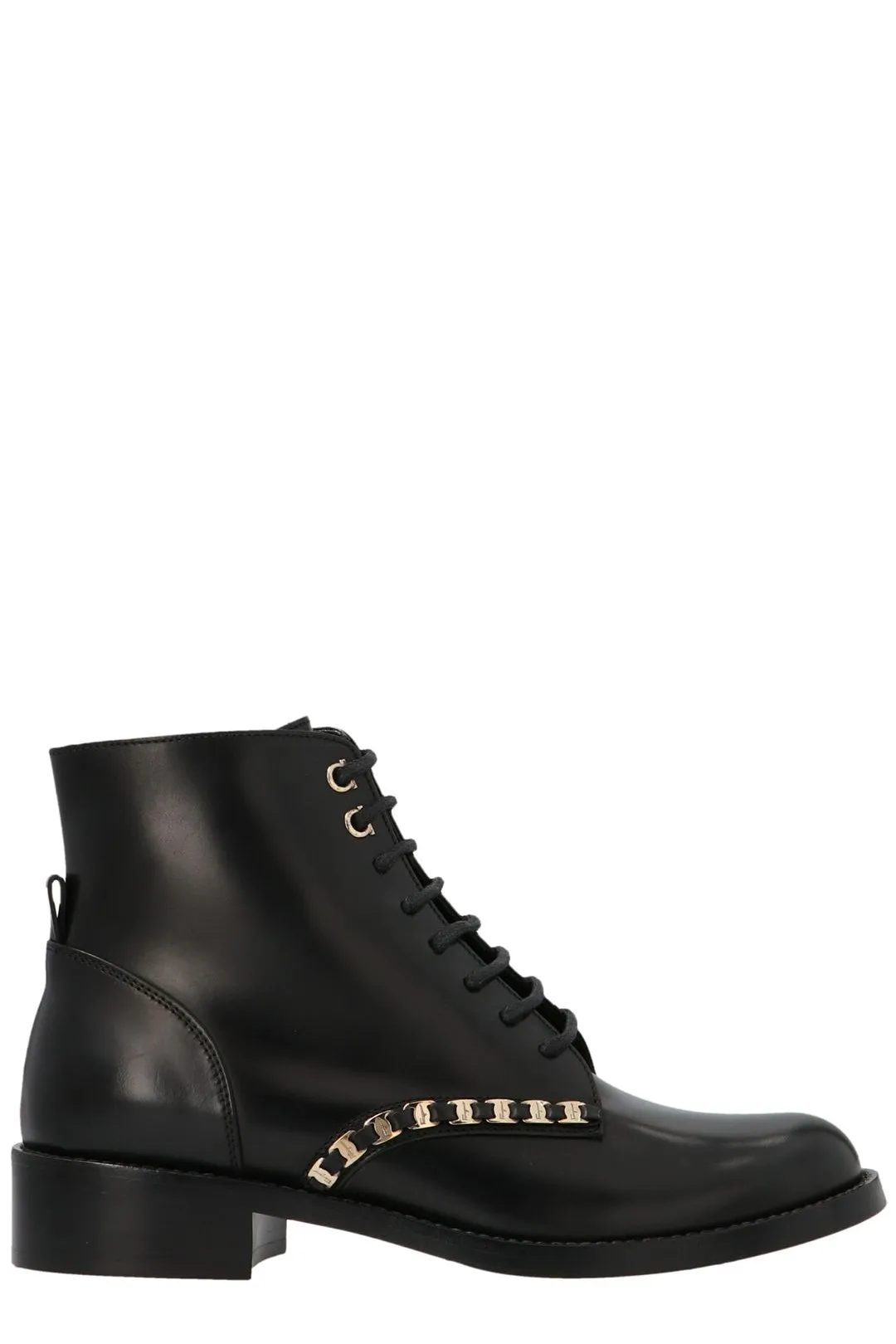 Salvatore Ferragamo Vara Chain Detailed Combat Boots